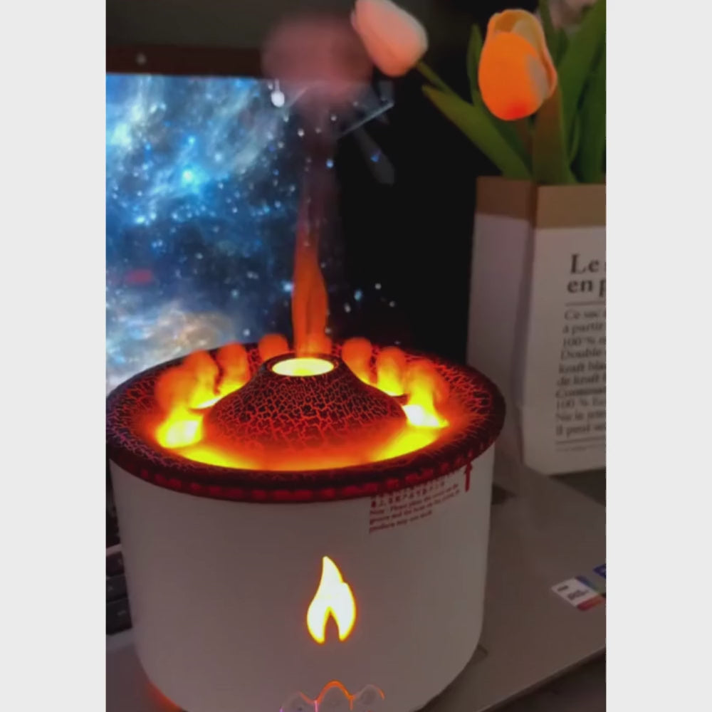360ml Volcanic Flame Aroma Diffuser Essential Oil USB Portable Air Humidifier with Smoke Ring Night Light Lamp Fragrance
