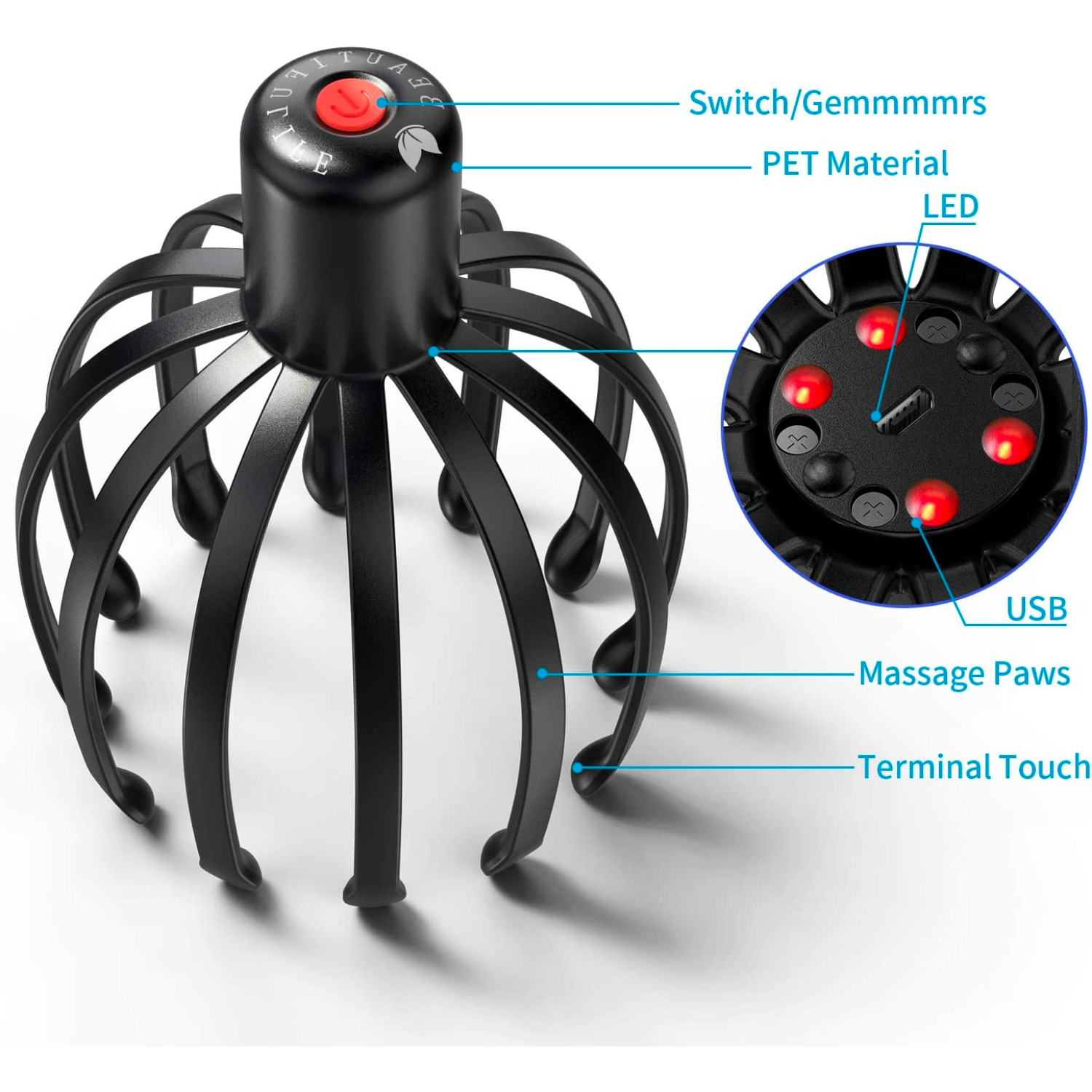 electric octopus claw scalp massager stress relief therapeutics head scratchers