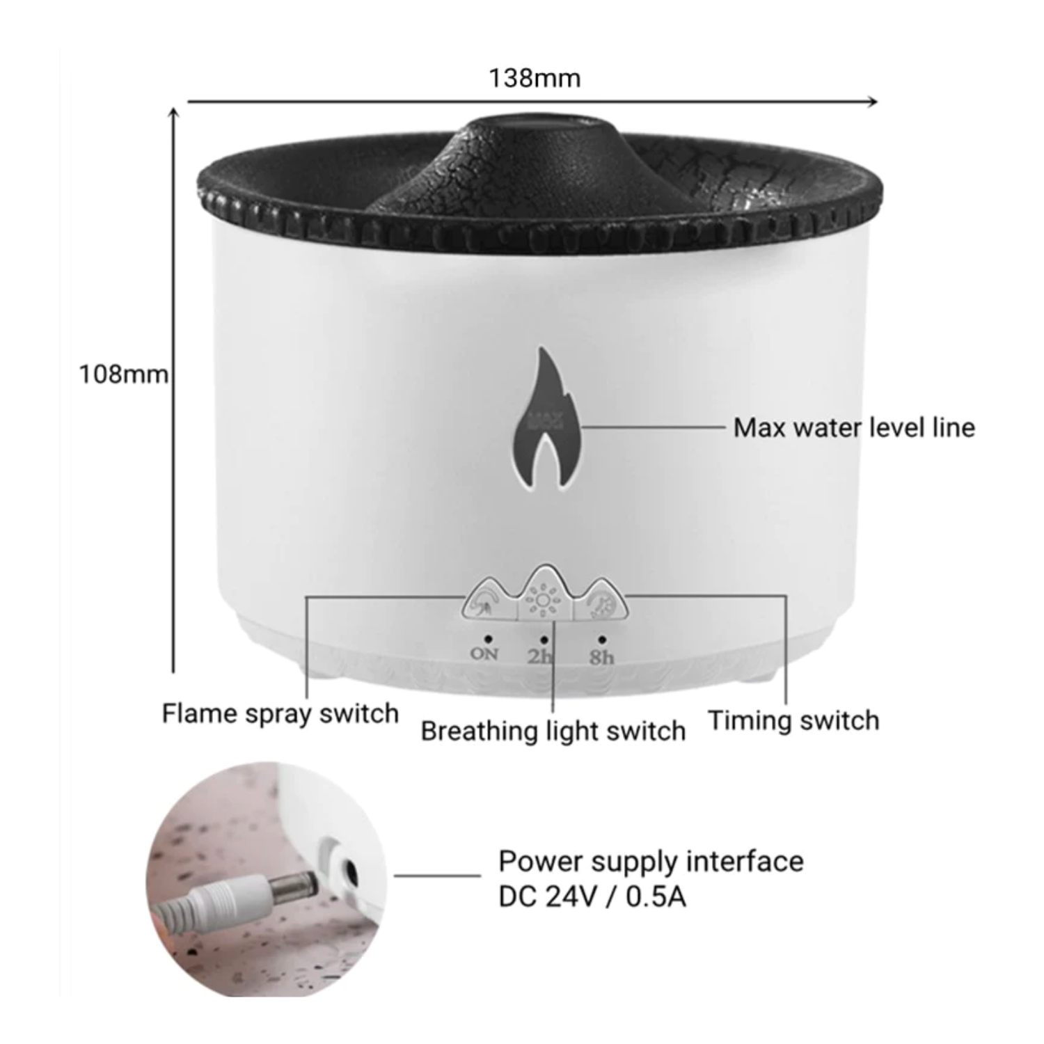 2022 New Creative Ultrasonic Essential Oil Humidifier Volcano Aromatherapy Machine Spray Jellyfish Air Flame Humidifier Diffuser