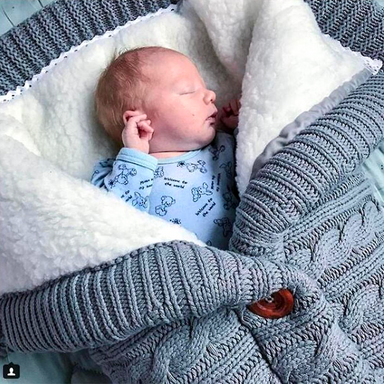 newborn baby sleeping bag infant button knit swaddle winter warm wrap blanket