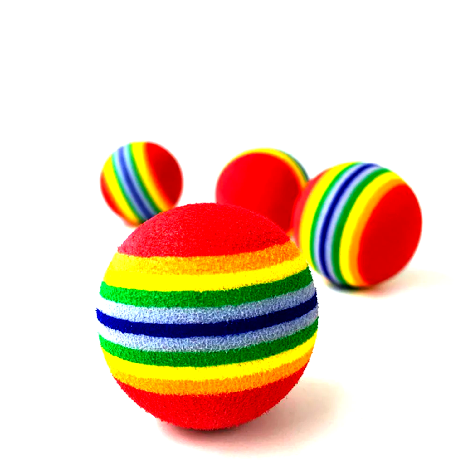 Rainbow Striped Ball Pet Chewing Biting Chasing Puppy Dog Cat Play Fetch Toy