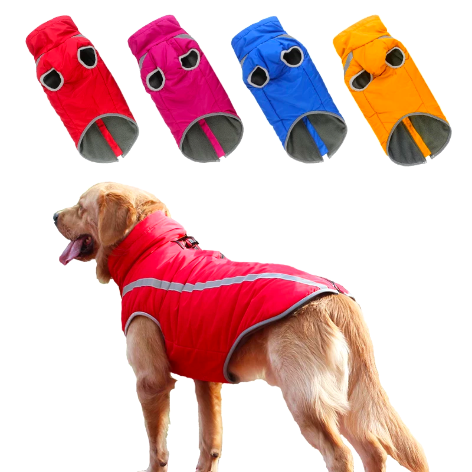 Waterproof Dog Clothes for Large Dogs Winter Warm Big Dog Jackets Padded Fleece